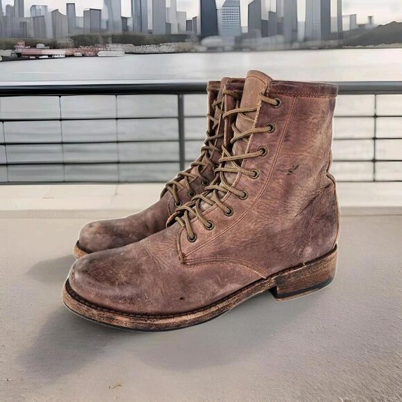 FREEBIRD BY STEVEN CHARLIE WOMENS BOOTS US 7 BROWN DISTRESS LACE-UP COMBAT BOOT - Picture 1 of 12